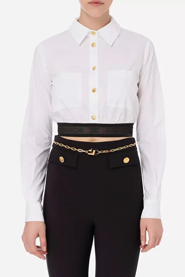 Cropped poplin shirt